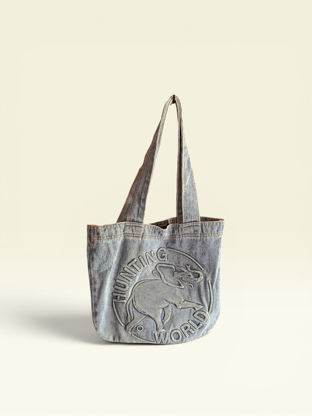EUC Authentic Hunting World Vintage Elephant embossed denim canvas tote bag
